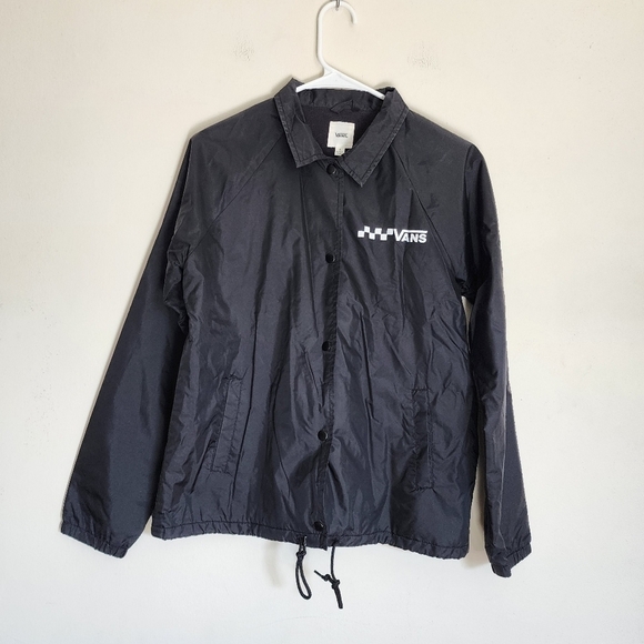 Vans Women's Black Snap Button Windbreaker size Small - Picture 1 of 6